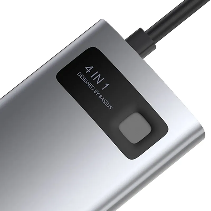 Hub 4in1 Baseus Metal Gleam Series, USB-C to USB 3.0 + USB 2.0 + HDMI + USB-C PD
